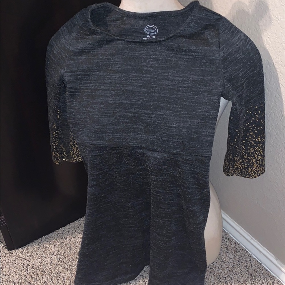 Black dress with gold on sleeves